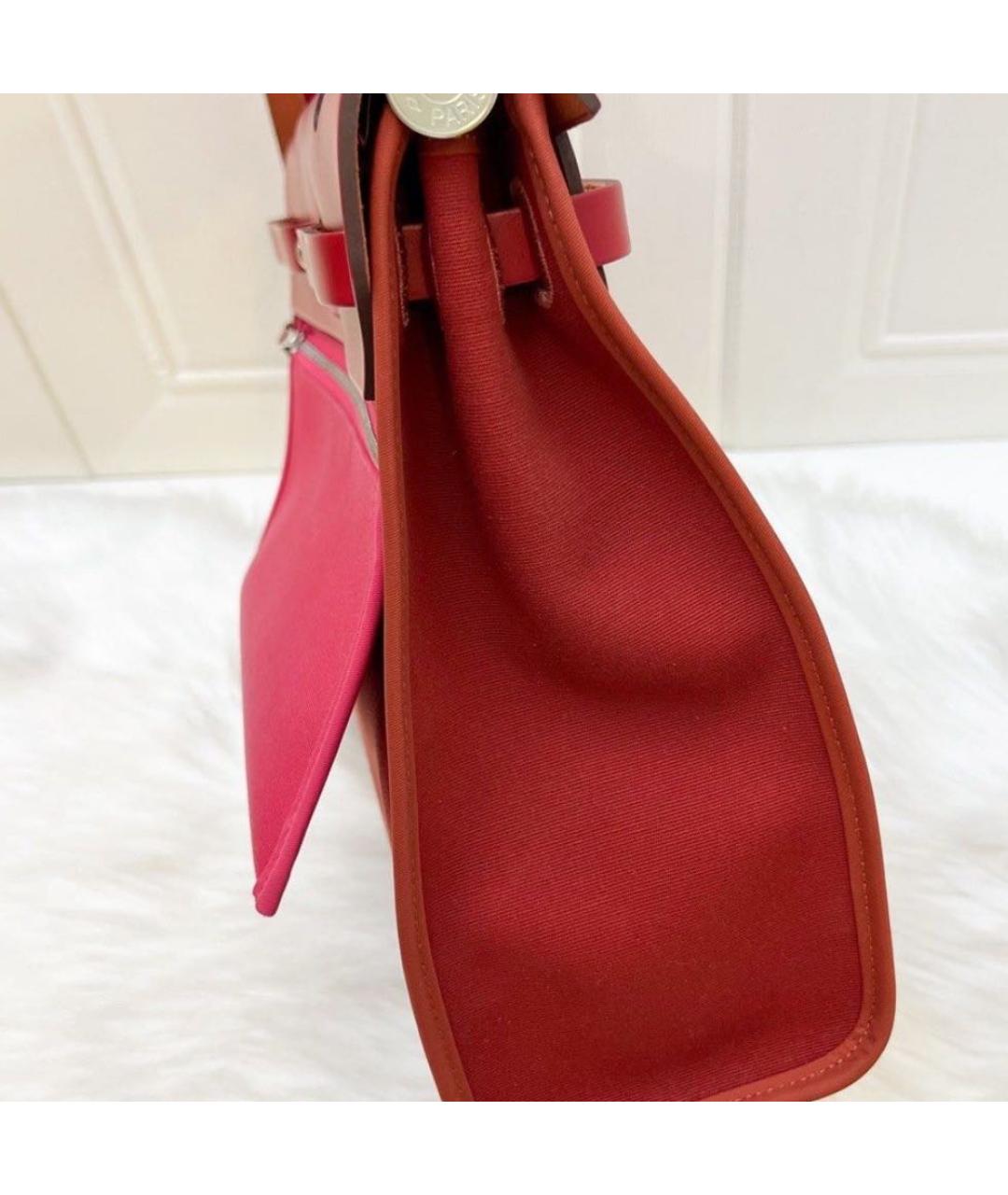 HERMES Красная тканевая сумка через плечо, фото 4