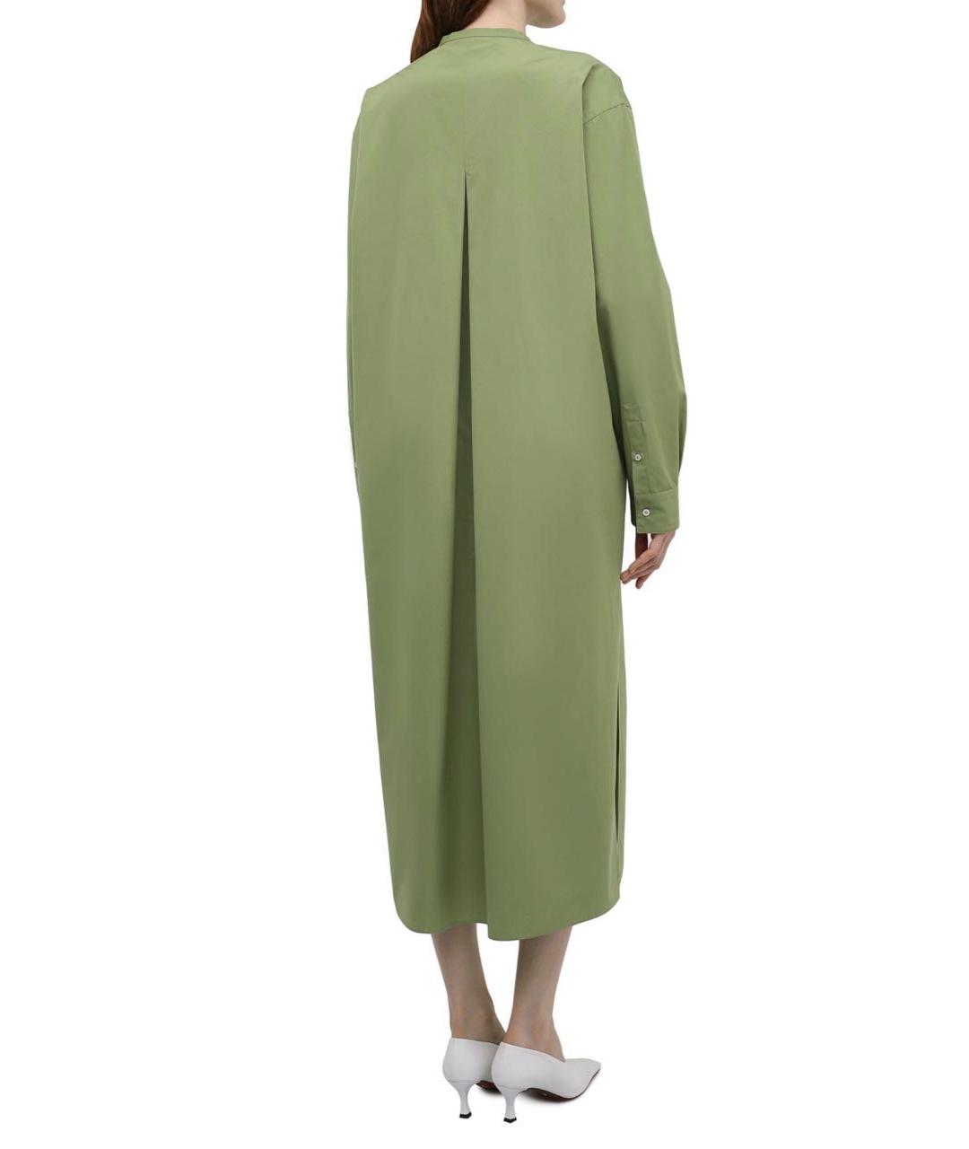 JIL SANDER Зеленые хлопковое повседневное платье, фото 3