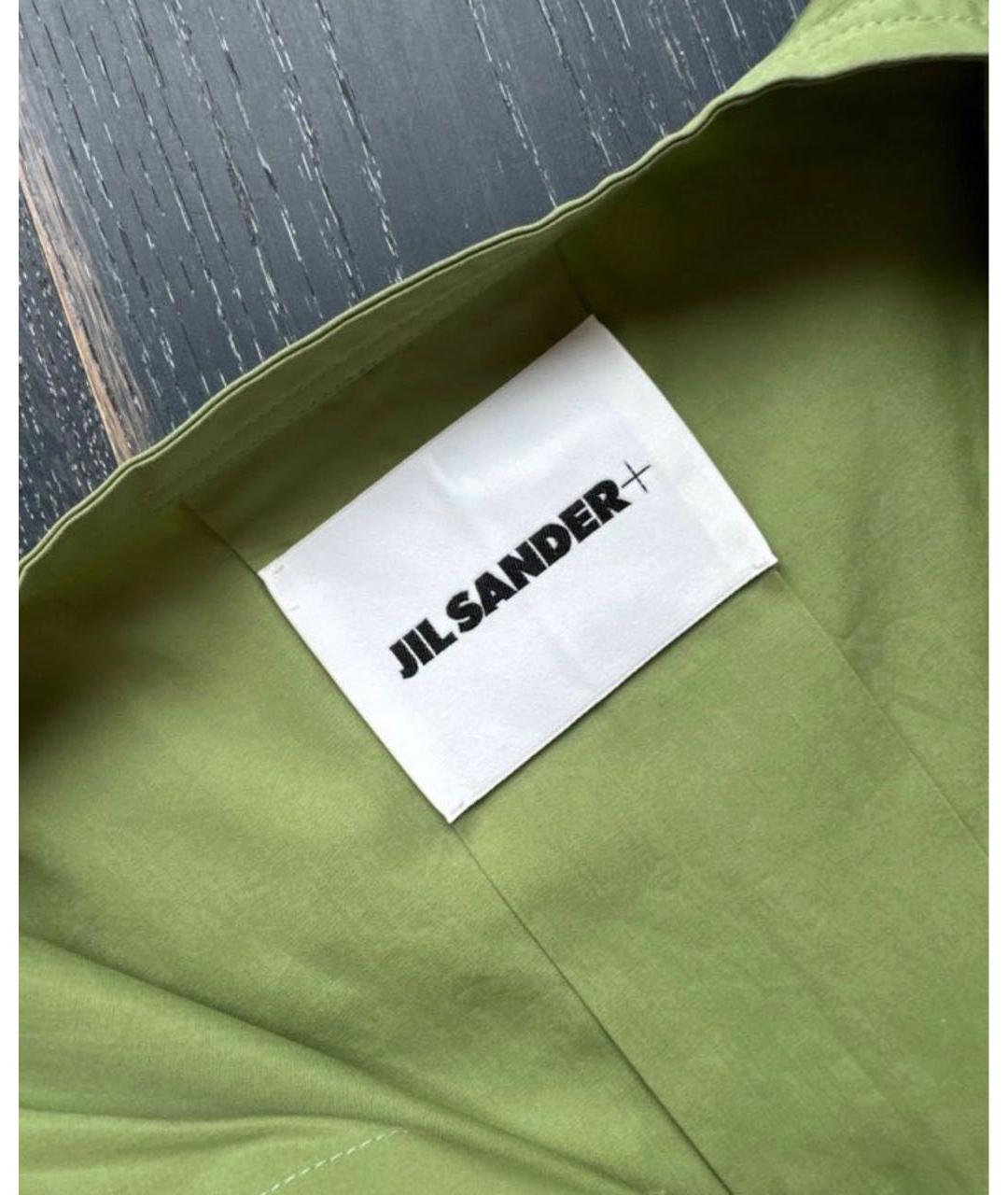 JIL SANDER Зеленые хлопковое повседневное платье, фото 4