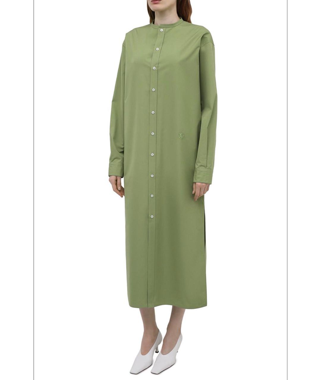 JIL SANDER Зеленые хлопковое повседневное платье, фото 2