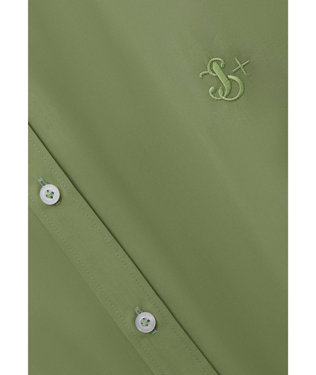 JIL SANDER Зеленые хлопковое повседневное платье, фото 5