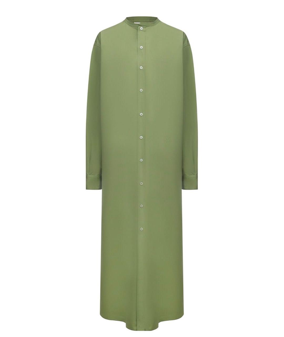 JIL SANDER Зеленые хлопковое повседневное платье, фото 1