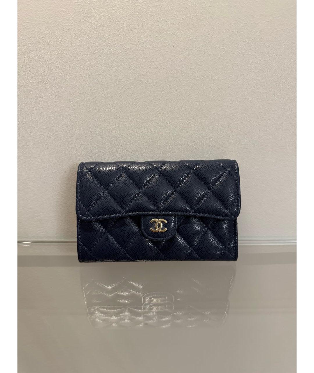 CHANEL Темно-синий кожаный кошелек, фото 8