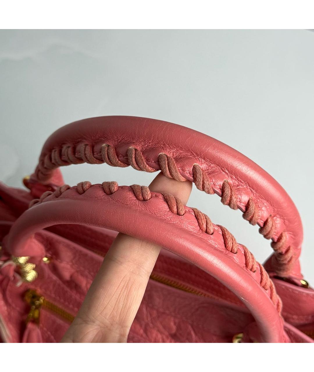 BALENCIAGA Розовая кожаная сумка с короткими ручками, фото 5
