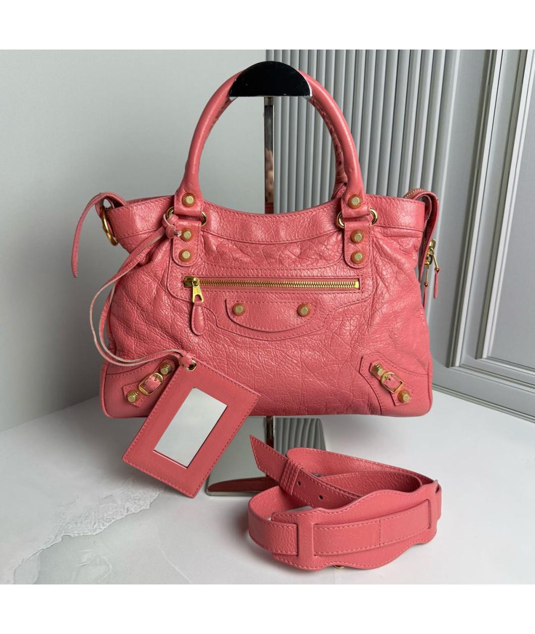 BALENCIAGA Розовая кожаная сумка с короткими ручками, фото 9