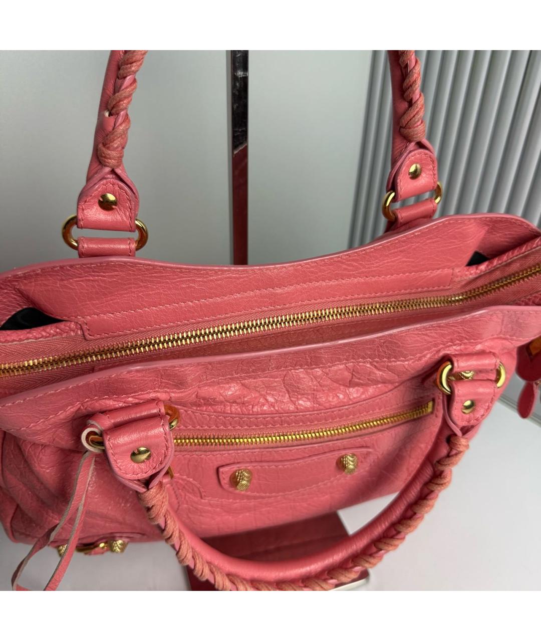 BALENCIAGA Розовая кожаная сумка с короткими ручками, фото 4