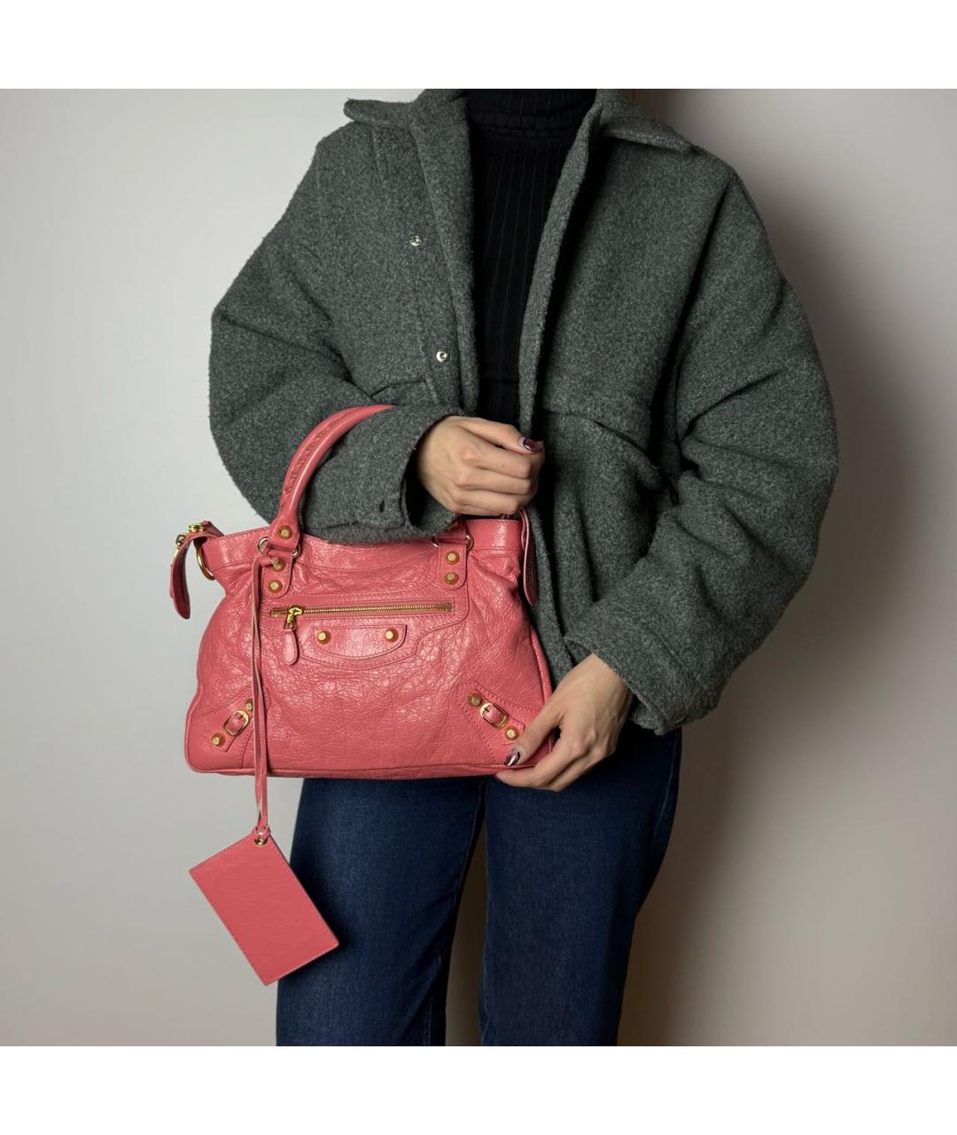 BALENCIAGA Розовая кожаная сумка с короткими ручками, фото 8