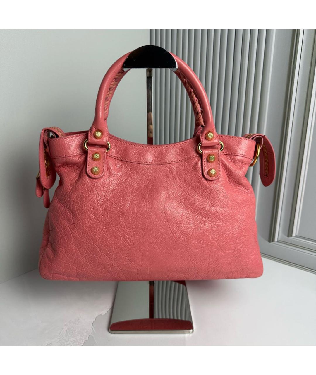 BALENCIAGA Розовая кожаная сумка с короткими ручками, фото 3