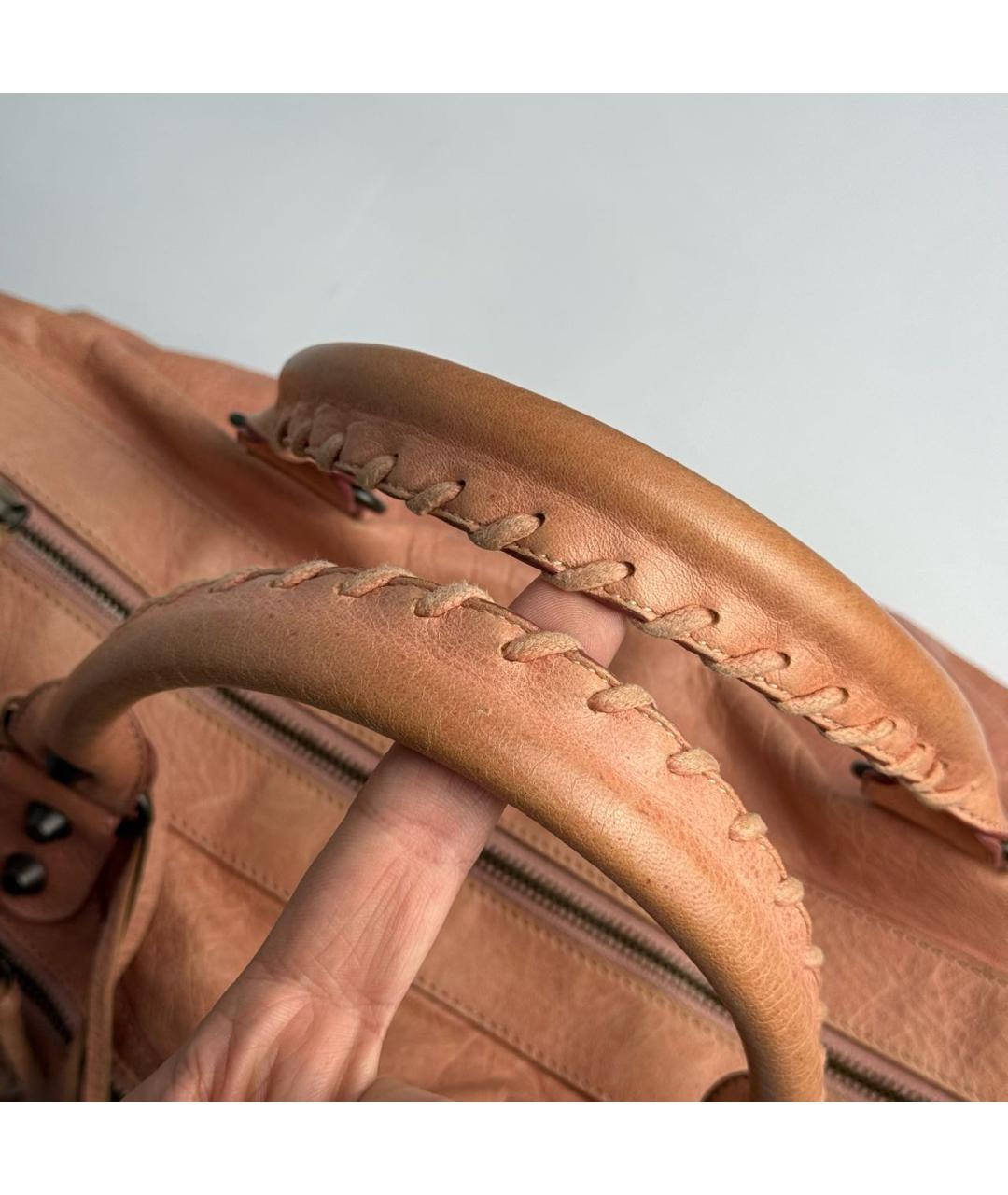 BALENCIAGA Бежевая кожаная сумка с короткими ручками, фото 4