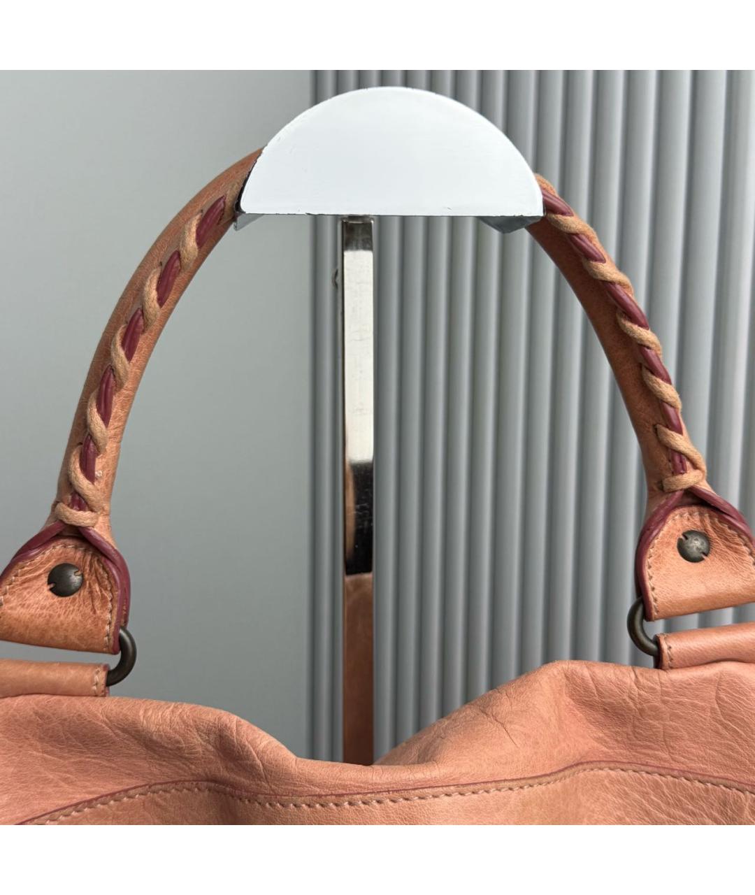 BALENCIAGA Бежевая кожаная сумка с короткими ручками, фото 7