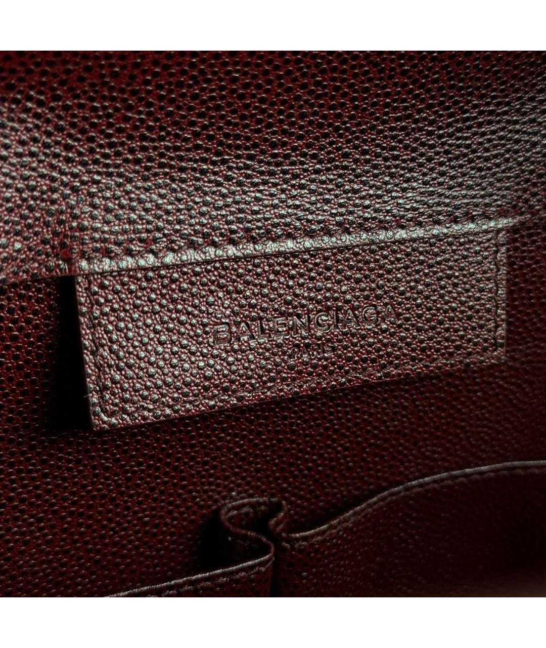 BALENCIAGA Бордовая кожаная сумка тоут, фото 6