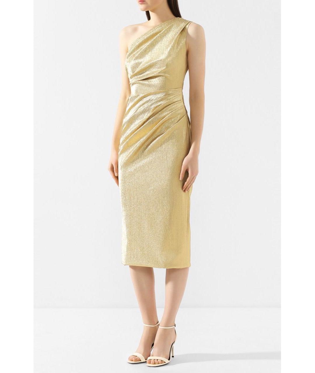 DOLCE&GABBANA Золотое шелковое коктейльное платье, фото 6