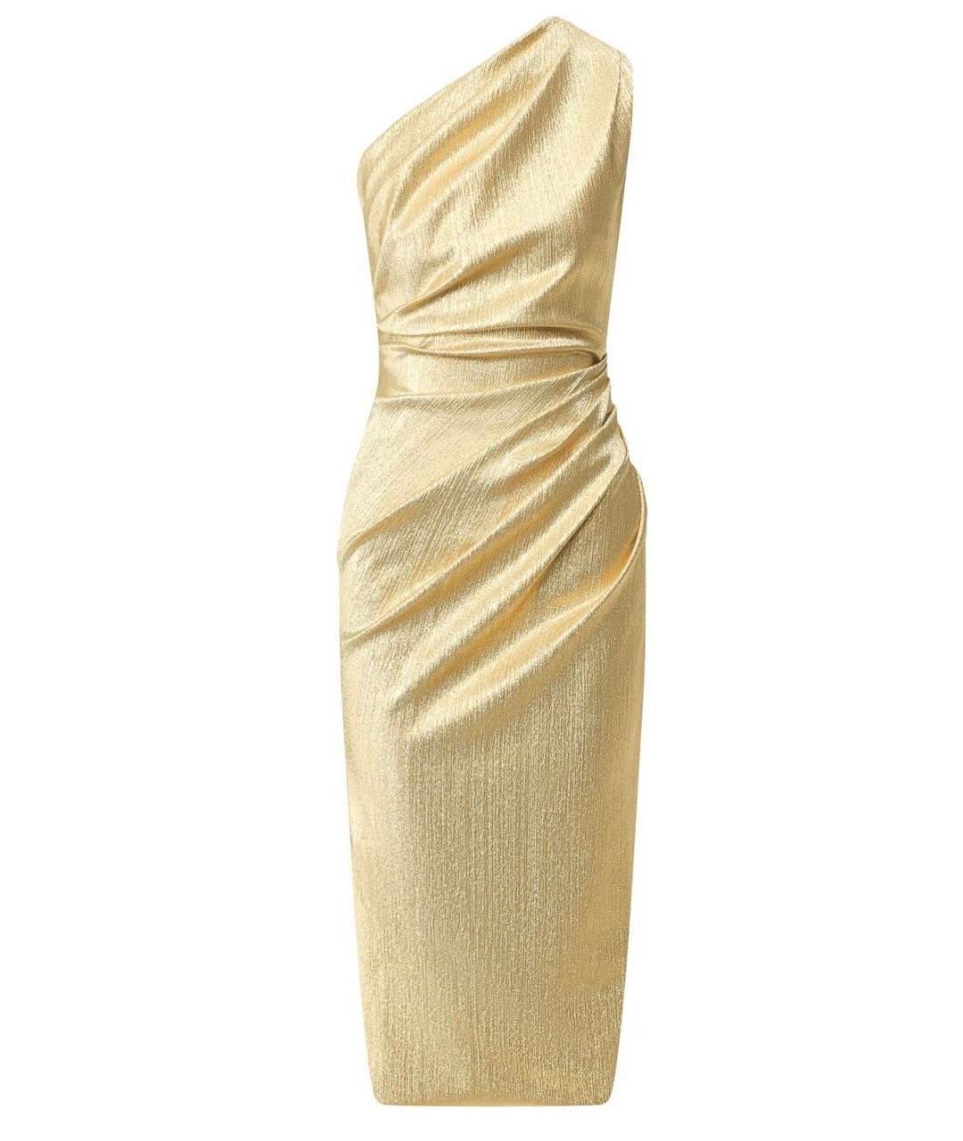 DOLCE&GABBANA Золотое шелковое коктейльное платье, фото 1