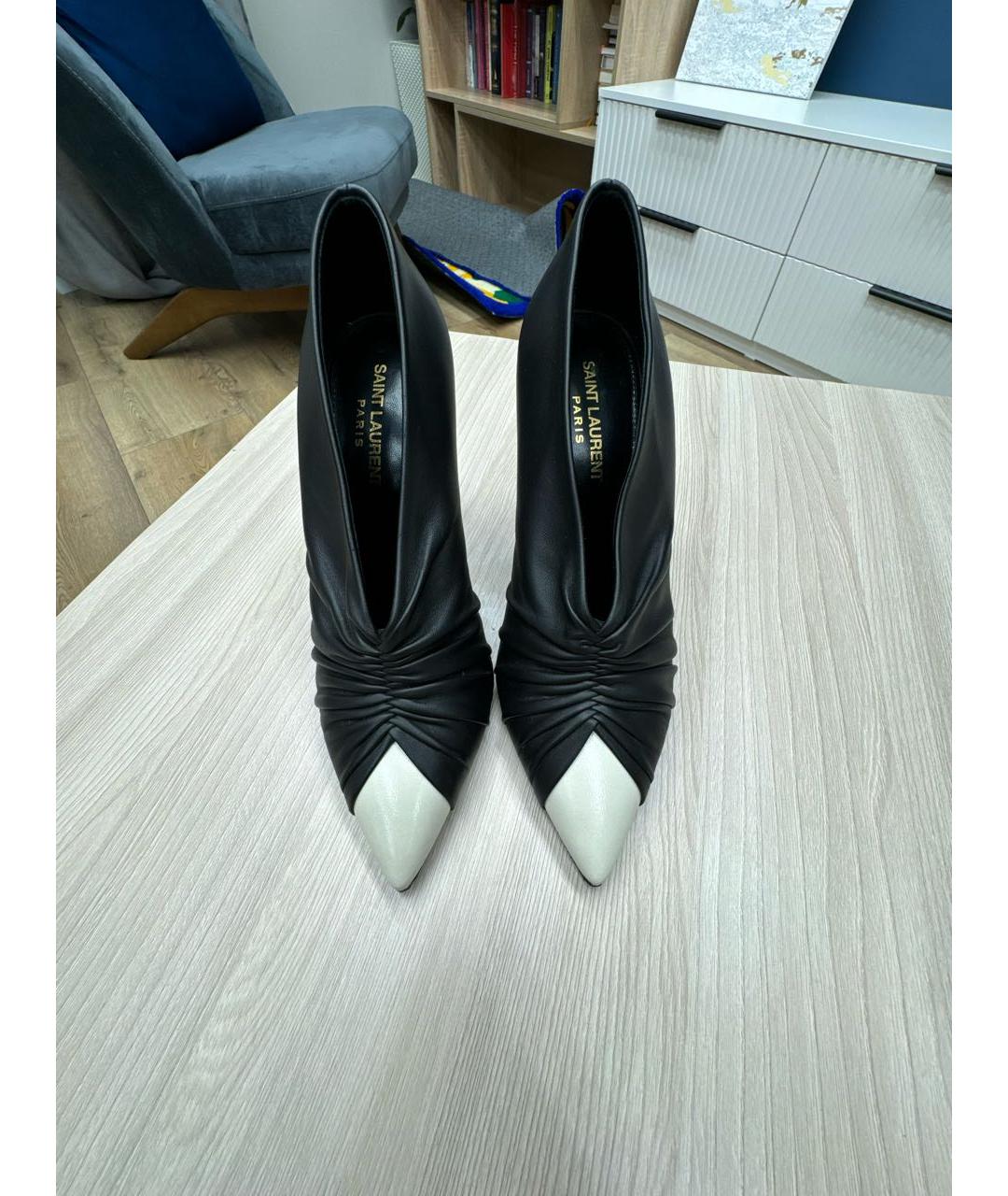 SAINT LAURENT Черные кожаные туфли, фото 2