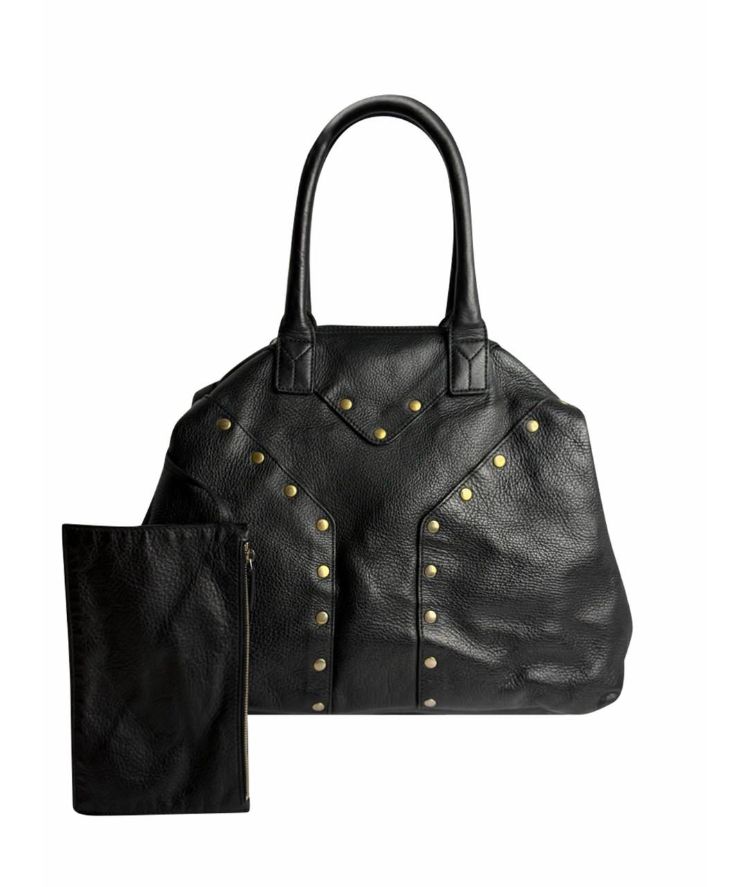 YVES SAINT LAURENT BEAUTY Черная кожаная сумка с короткими ручками, фото 1