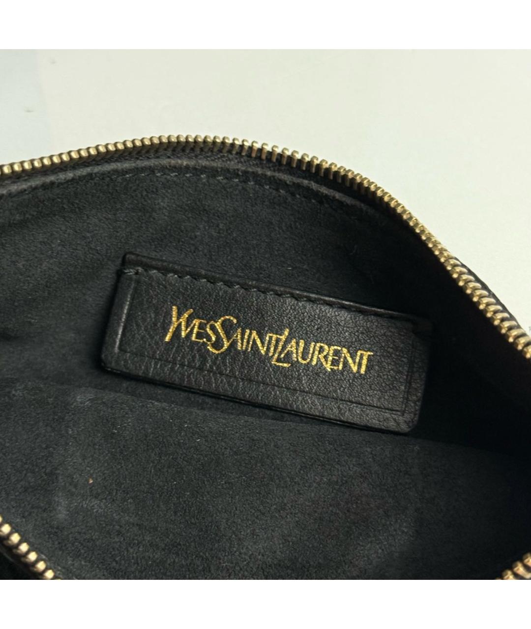 YVES SAINT LAURENT BEAUTY Черная кожаная сумка с короткими ручками, фото 6