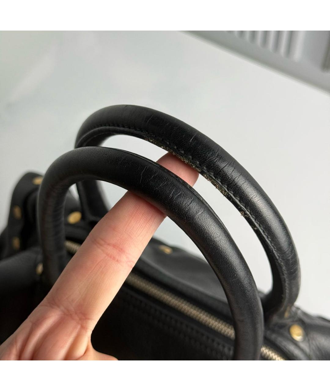 YVES SAINT LAURENT BEAUTY Черная кожаная сумка с короткими ручками, фото 4