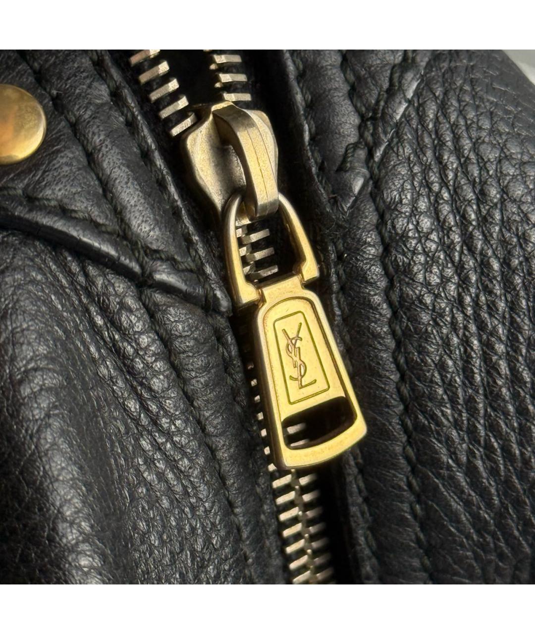 YVES SAINT LAURENT BEAUTY Черная кожаная сумка с короткими ручками, фото 5