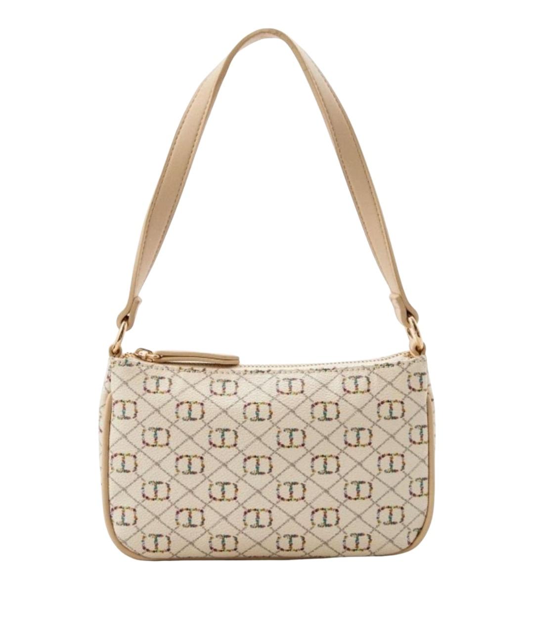 TWIN-SET Бежевая сумка с короткими ручками из искусственной кожи, фото 1