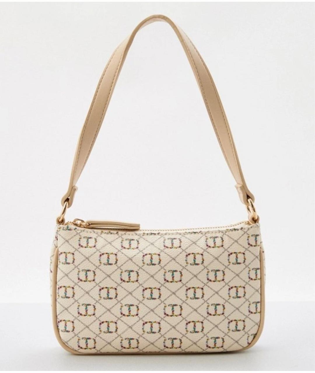 TWIN-SET Бежевая сумка с короткими ручками из искусственной кожи, фото 9