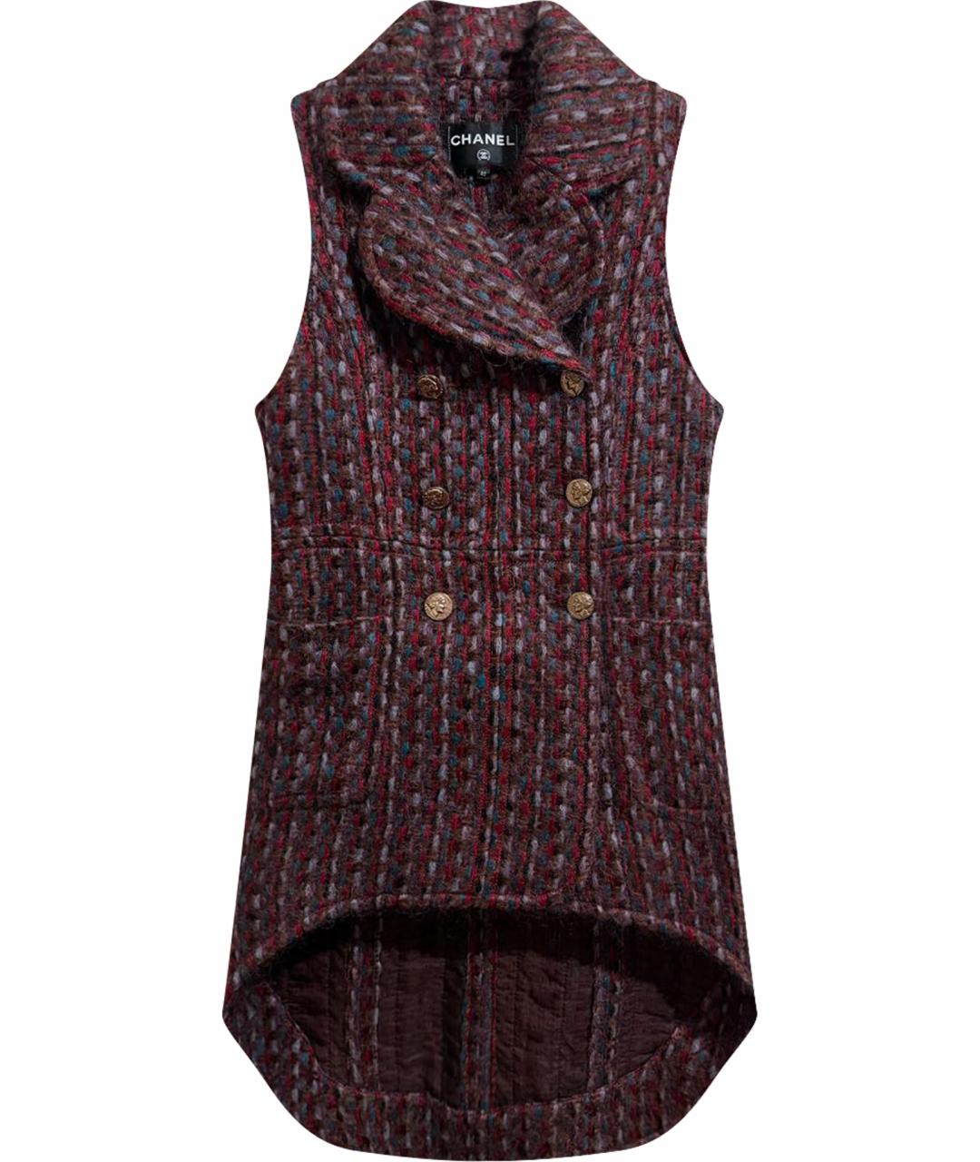 CHANEL Бордовый шерстяной жилет, фото 1