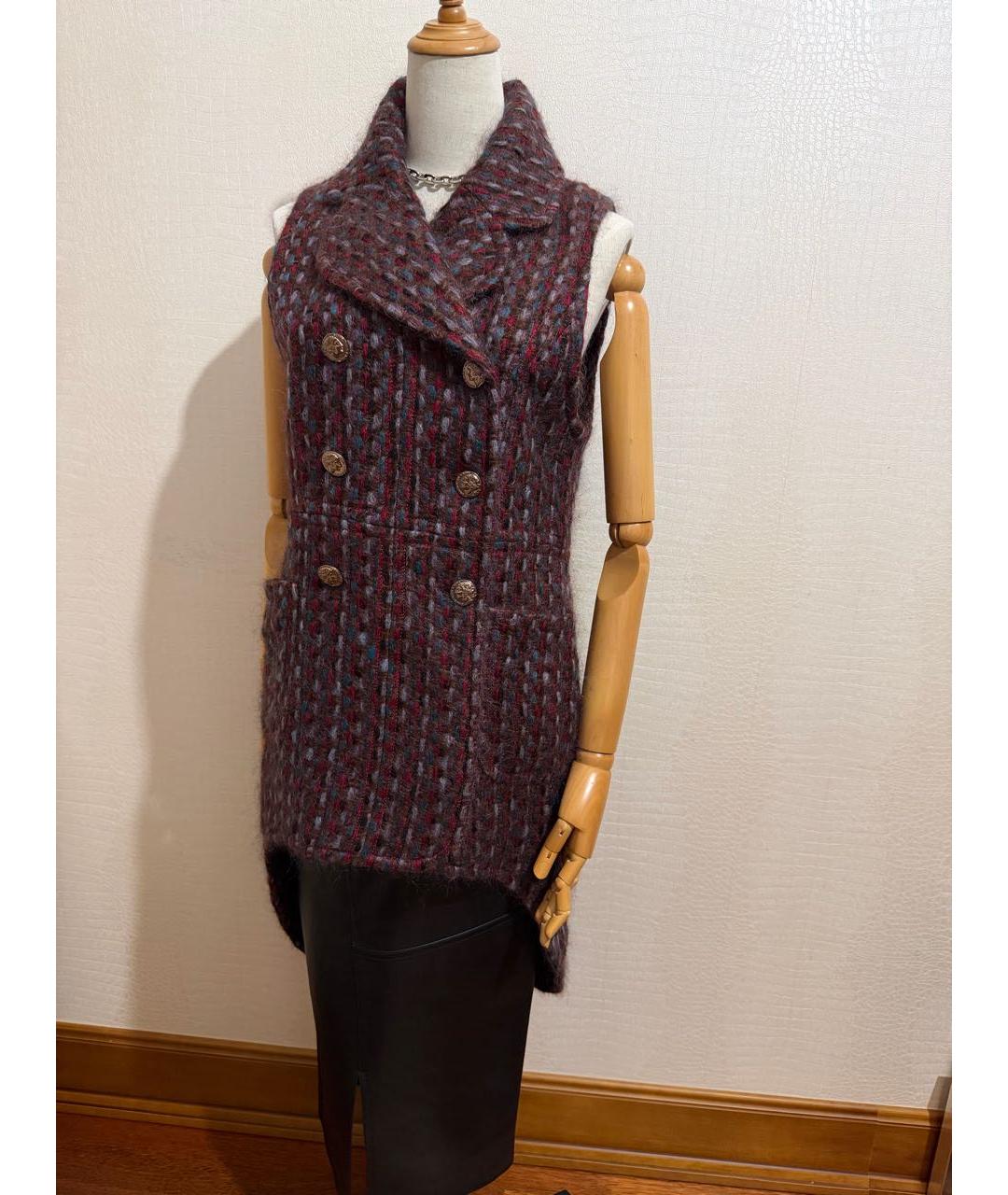 CHANEL Бордовый шерстяной жилет, фото 4