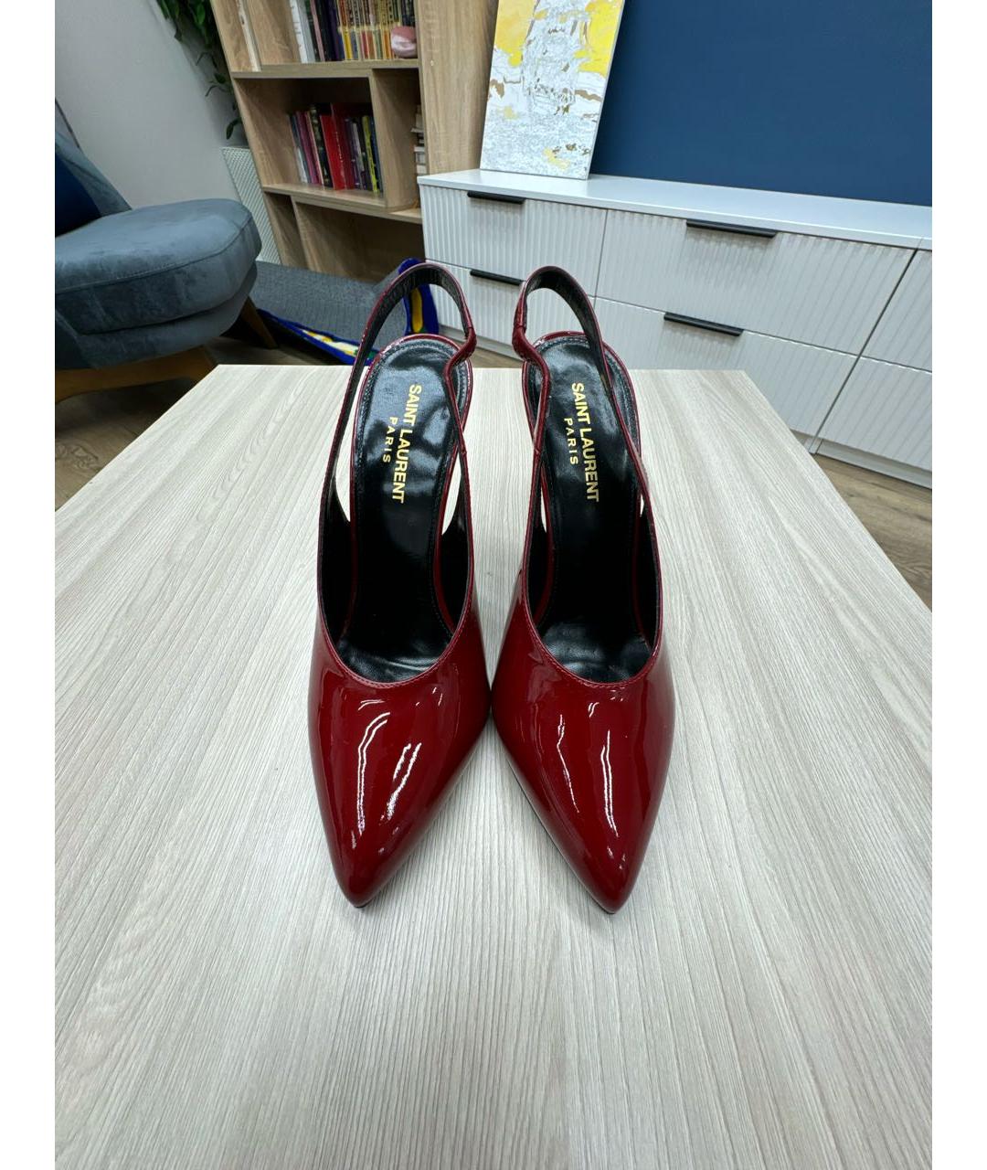 SAINT LAURENT Красные кожаные туфли, фото 2