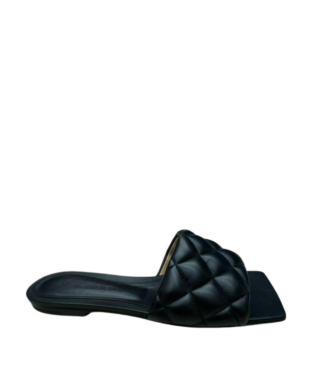 BOTTEGA VENETA Черные кожаные шлепанцы, фото 1