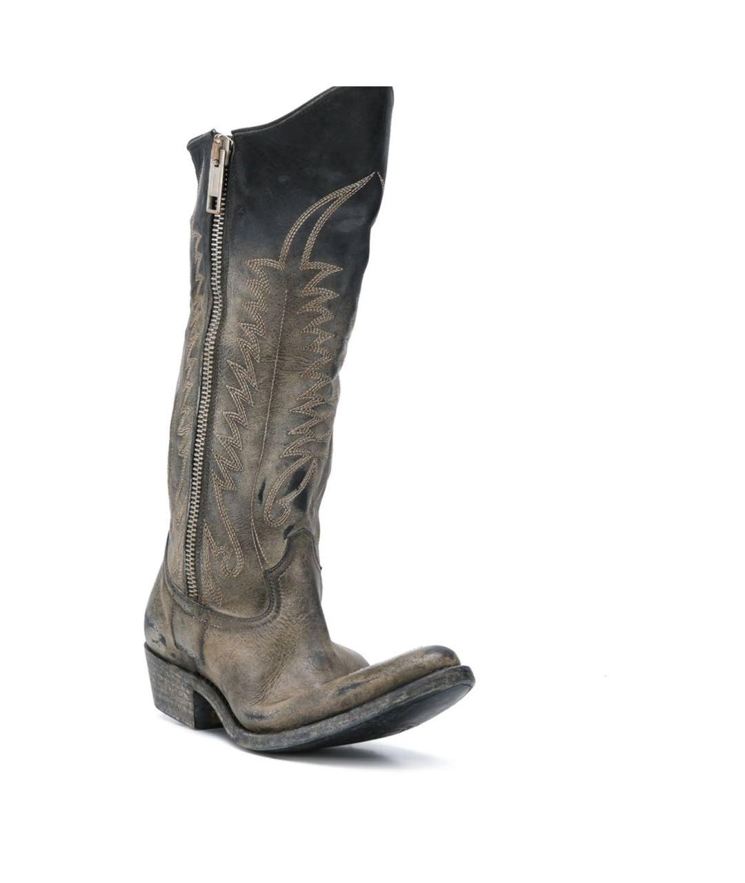 GOLDEN GOOSE DELUXE BRAND Серые кожаные сапоги, фото 2