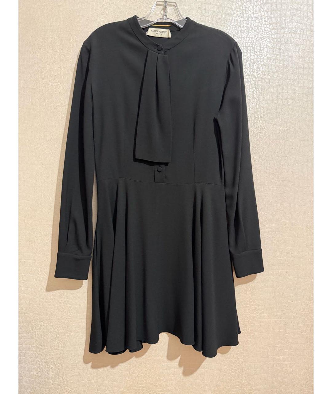 SAINT LAURENT Черное ацетатное повседневное платье, фото 8