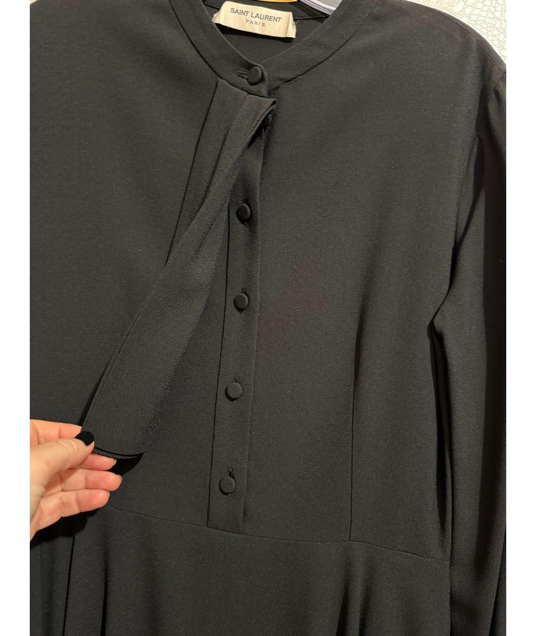 SAINT LAURENT Черное ацетатное повседневное платье, фото 3