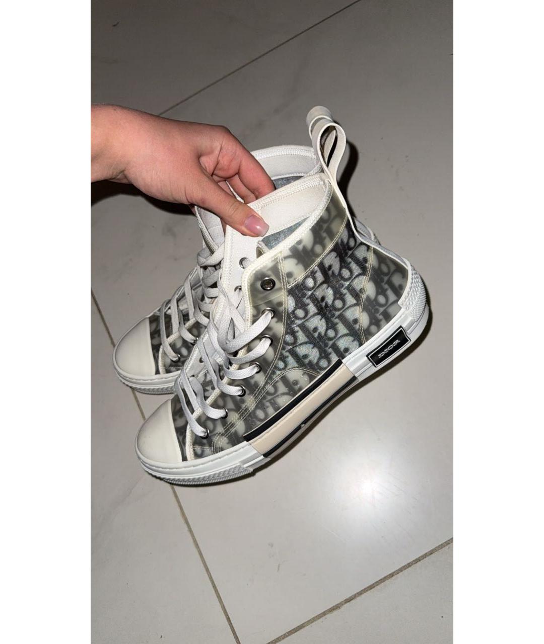 CHRISTIAN DIOR Темно-синие текстильные высокие кроссовки / кеды, фото 3