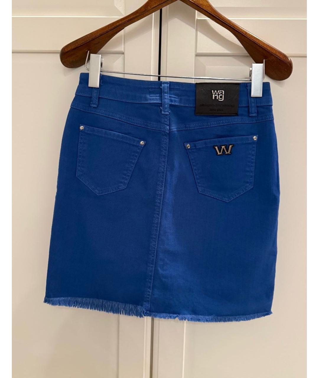 ALEXANDER WANG Синяя хлопковая юбка мини, фото 2