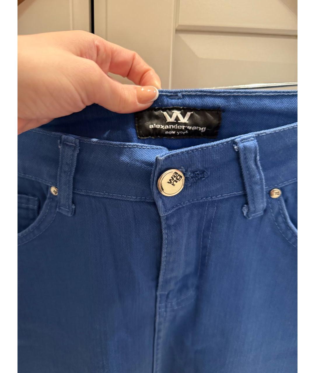 ALEXANDER WANG Синяя хлопковая юбка мини, фото 3