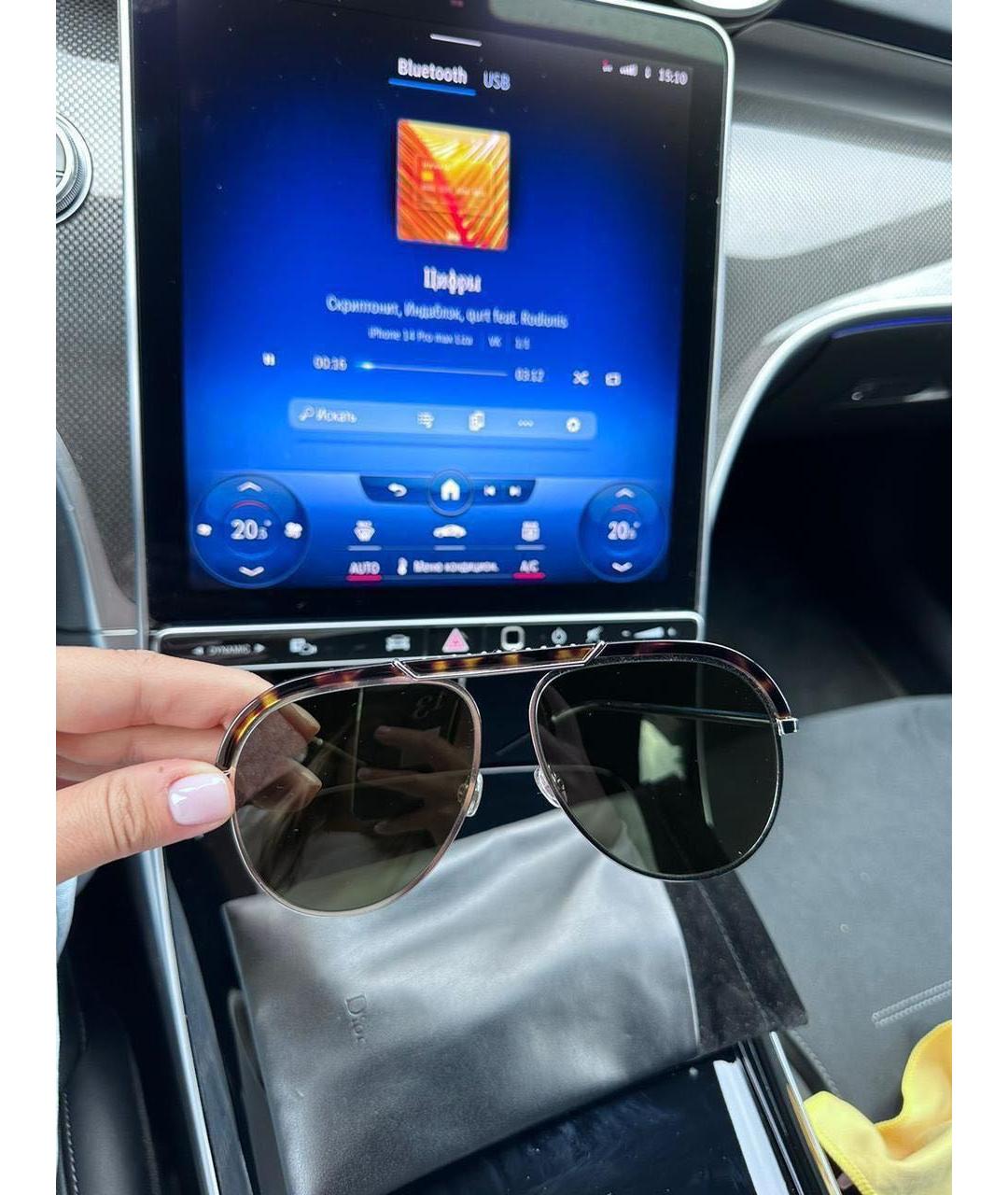 CHRISTIAN DIOR Черные металлические солнцезащитные очки, фото 3