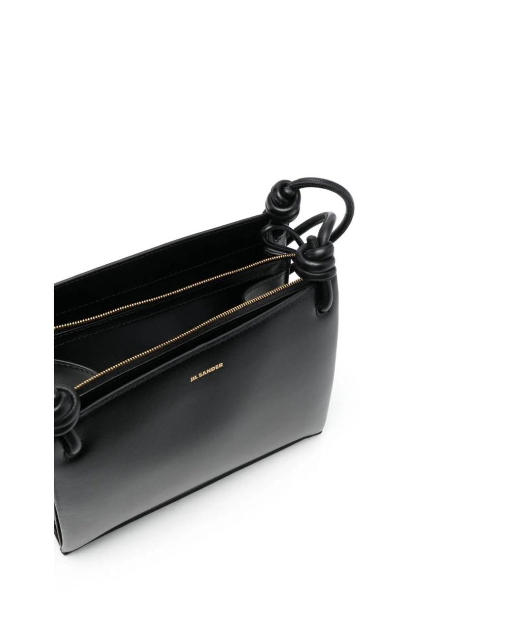 JIL SANDER Черная кожаная сумка через плечо, фото 3