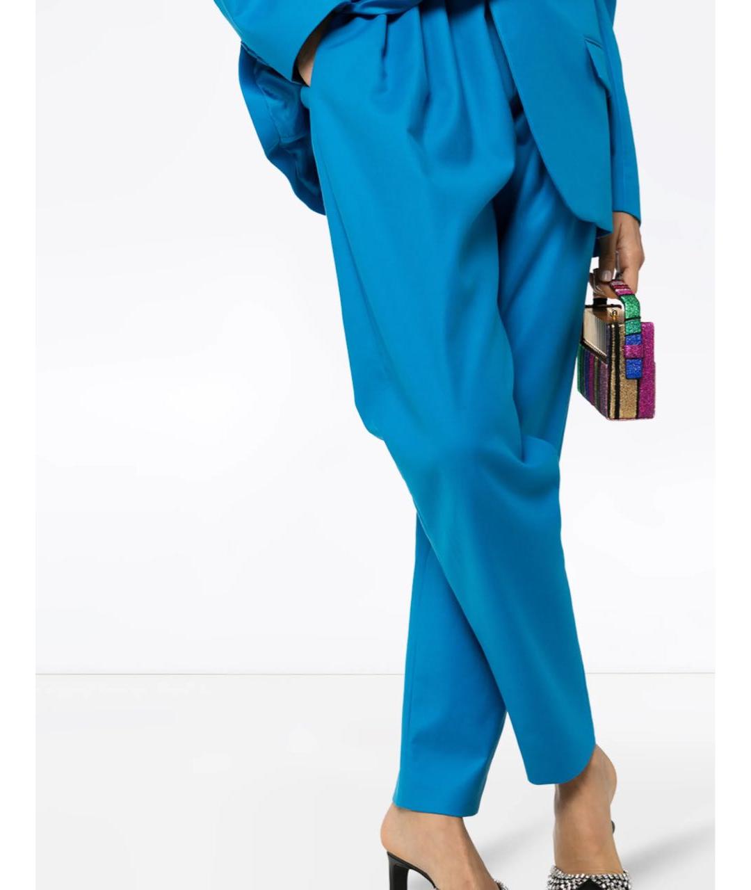 THE ATTICO Синие шерстяные прямые брюки, фото 2