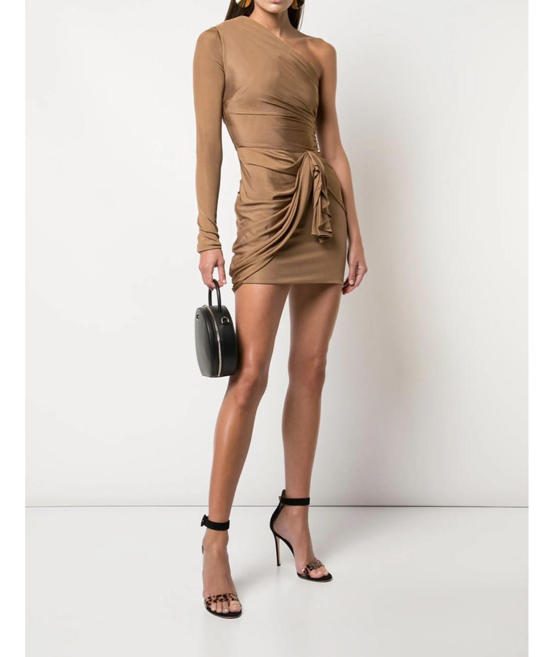 ALEXANDRE VAUTHIER Бежевое шелковое коктейльное платье, фото 2