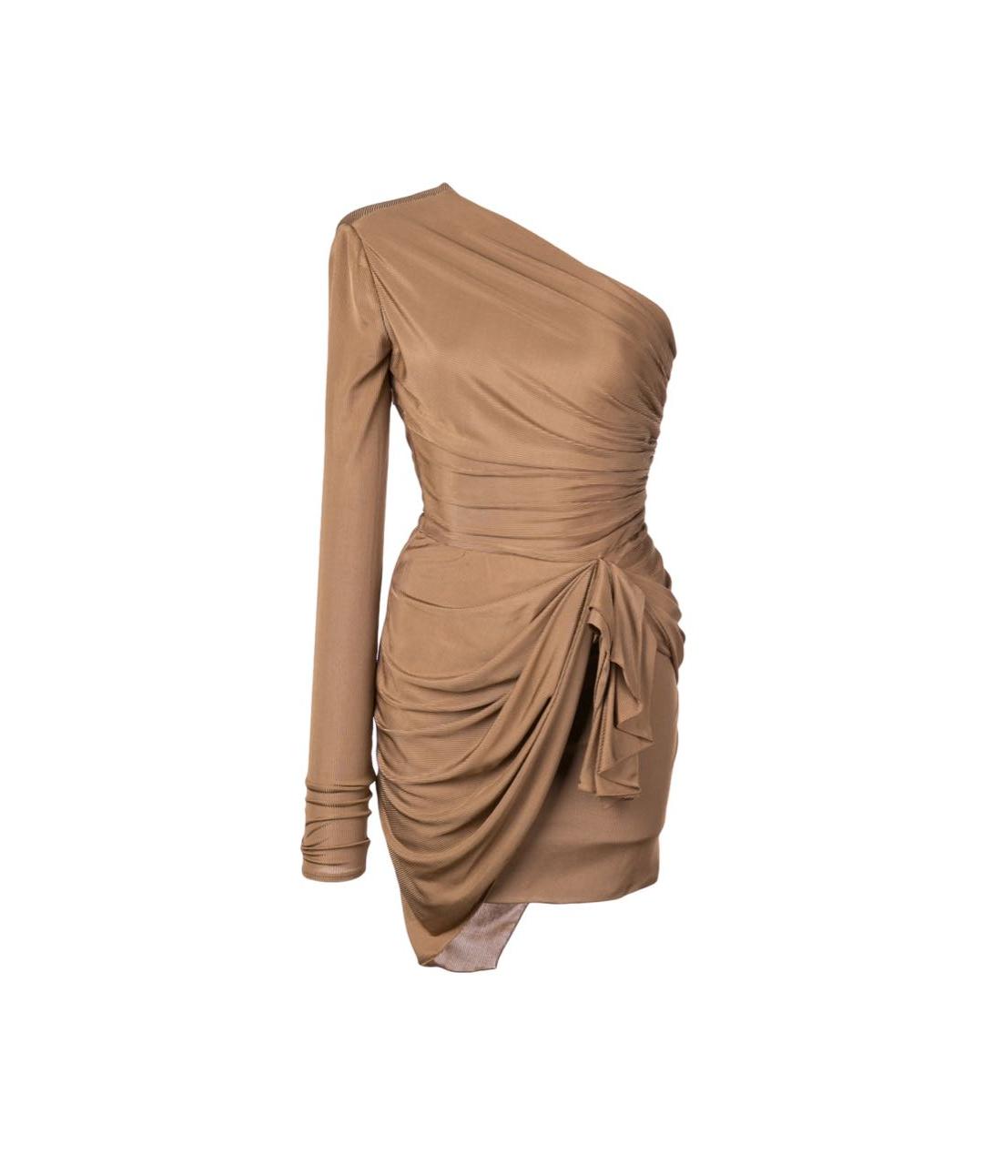 ALEXANDRE VAUTHIER Бежевое шелковое коктейльное платье, фото 1