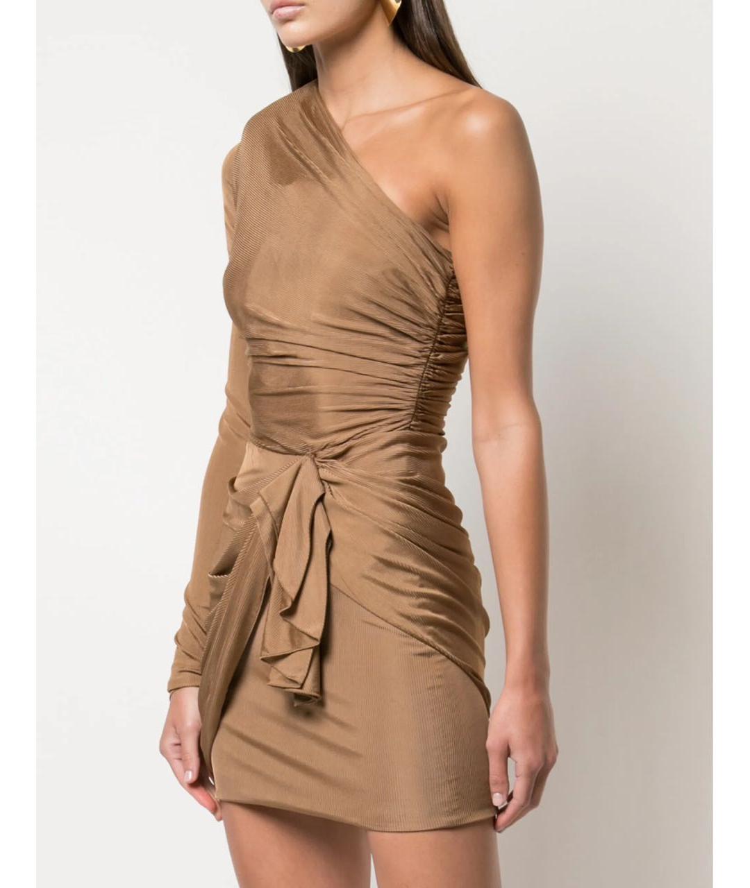 ALEXANDRE VAUTHIER Бежевое шелковое коктейльное платье, фото 3