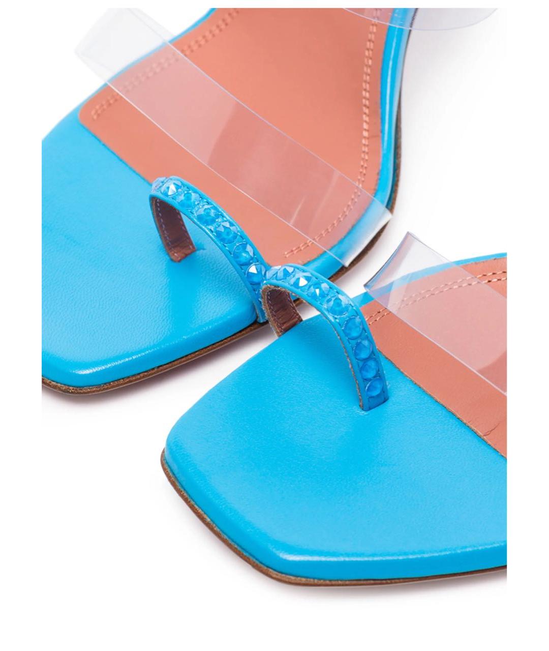 Amina Muaddi Голубые кожаные мюли, фото 2