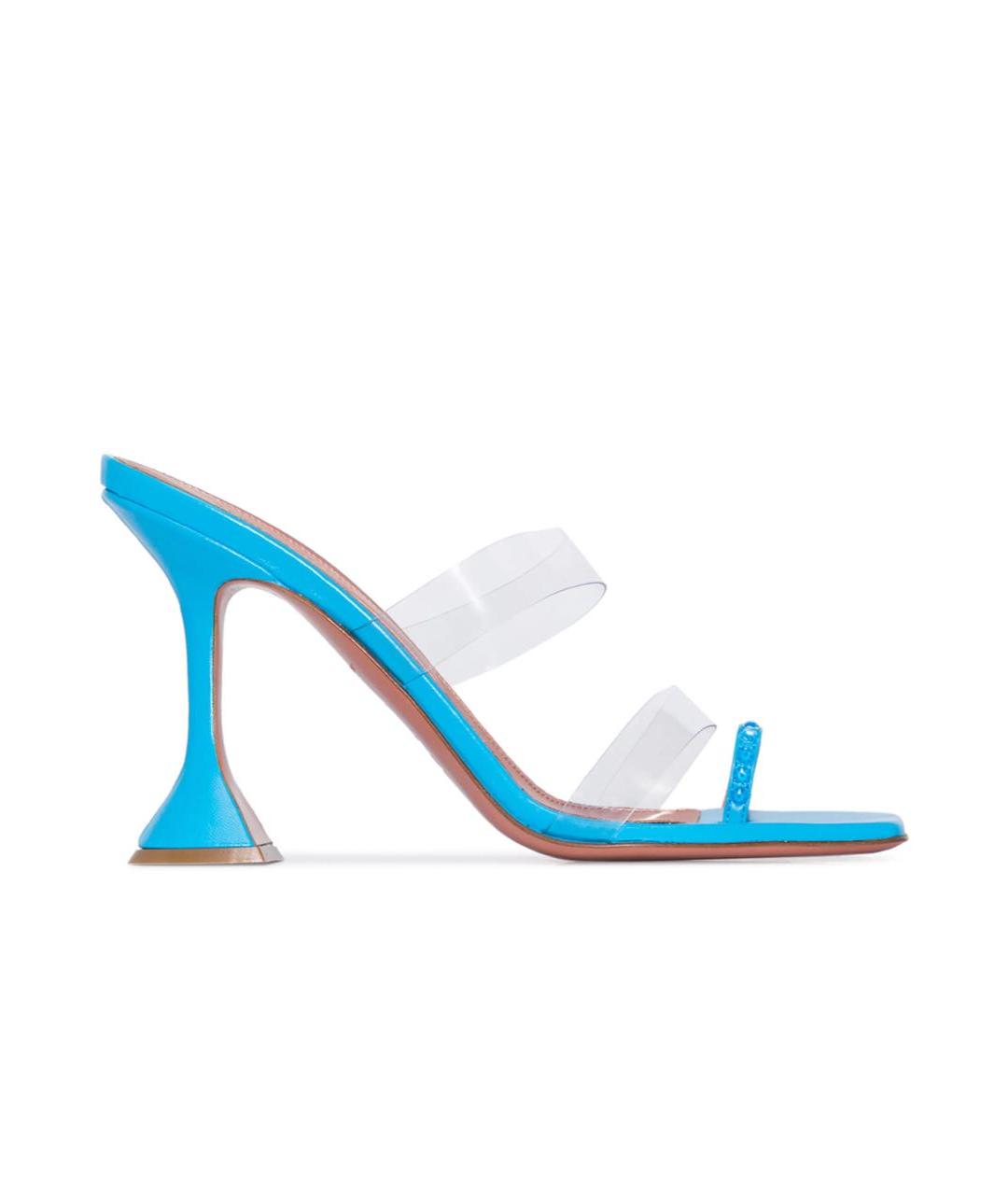 Amina Muaddi Голубые кожаные мюли, фото 1