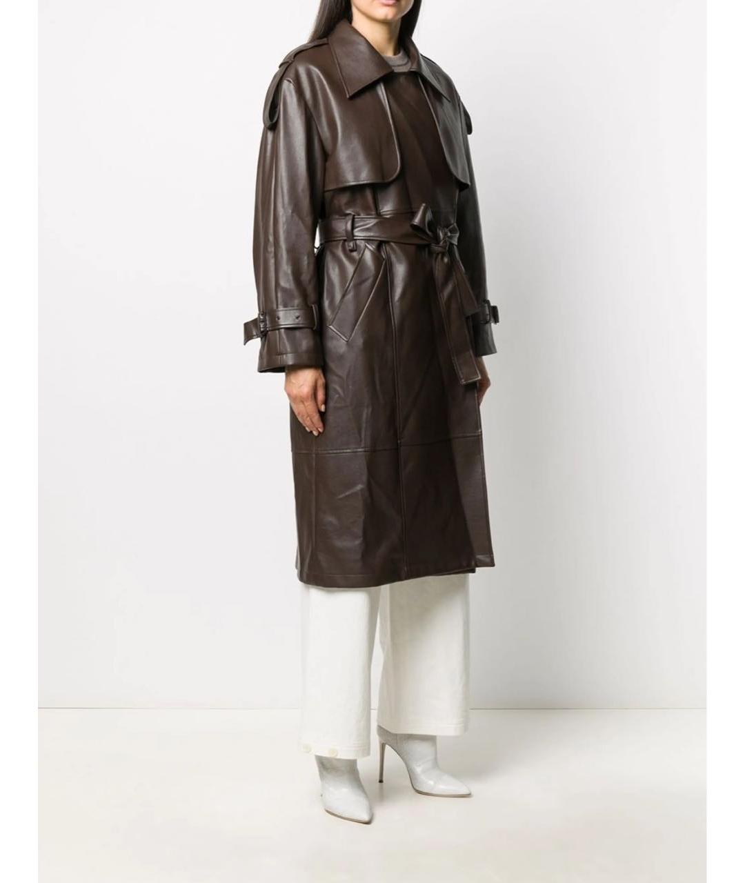 LOW CLASSIC Коричневый кожаный тренч/плащ, фото 2