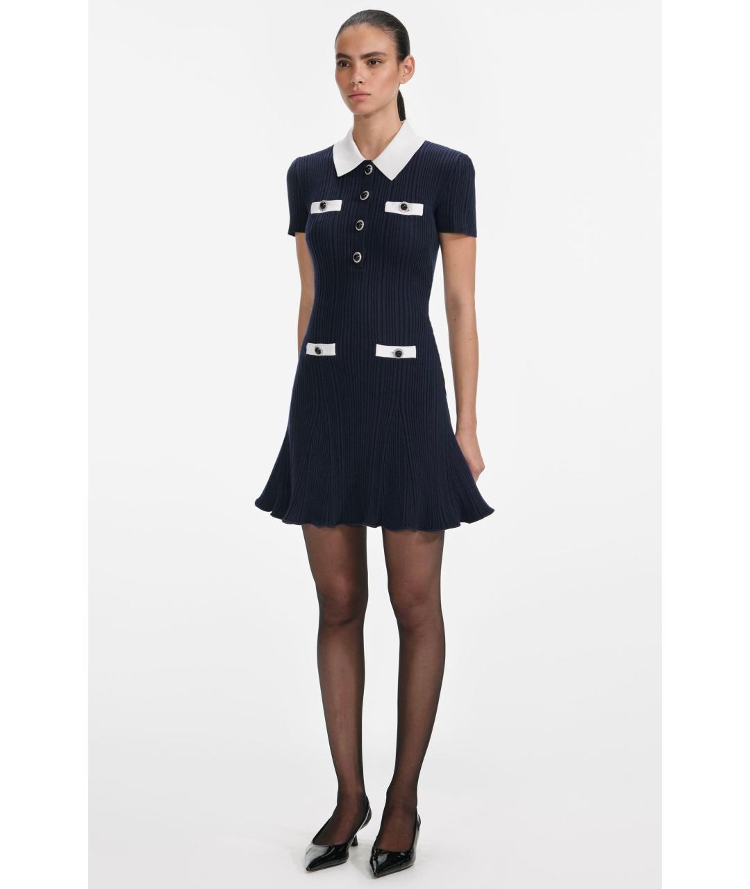 SELF-PORTRAIT Темно-синее коктейльное платье, фото 3