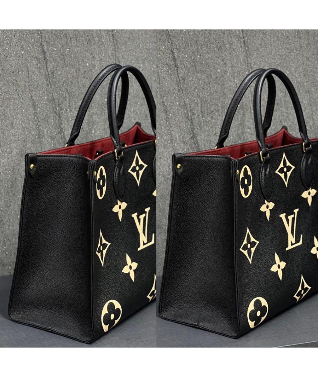 LOUIS VUITTON Черная кожаная сумка тоут, фото 4