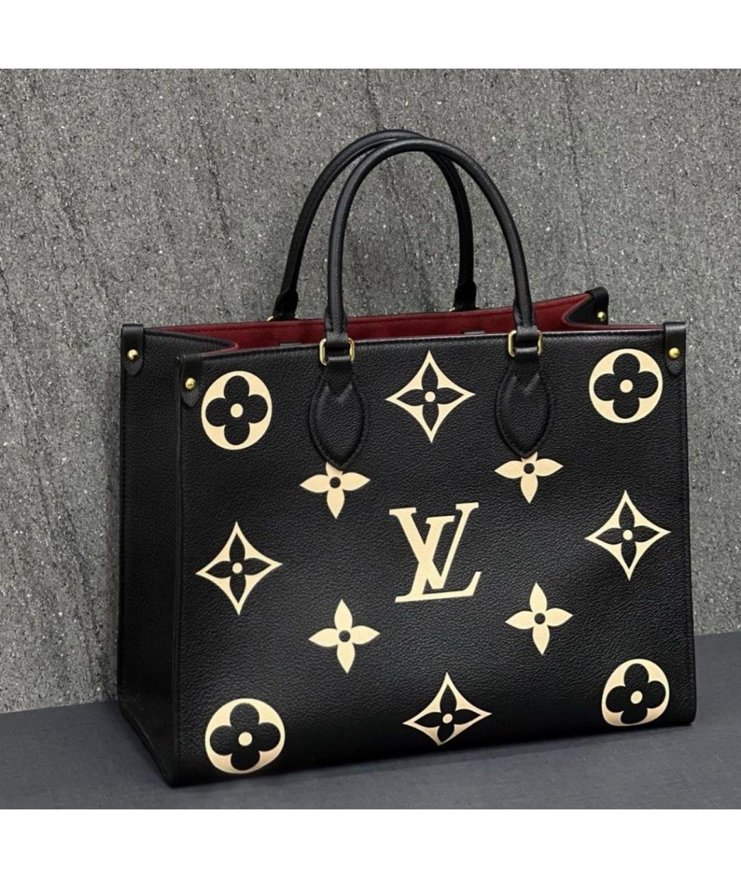 LOUIS VUITTON Черная кожаная сумка тоут, фото 5