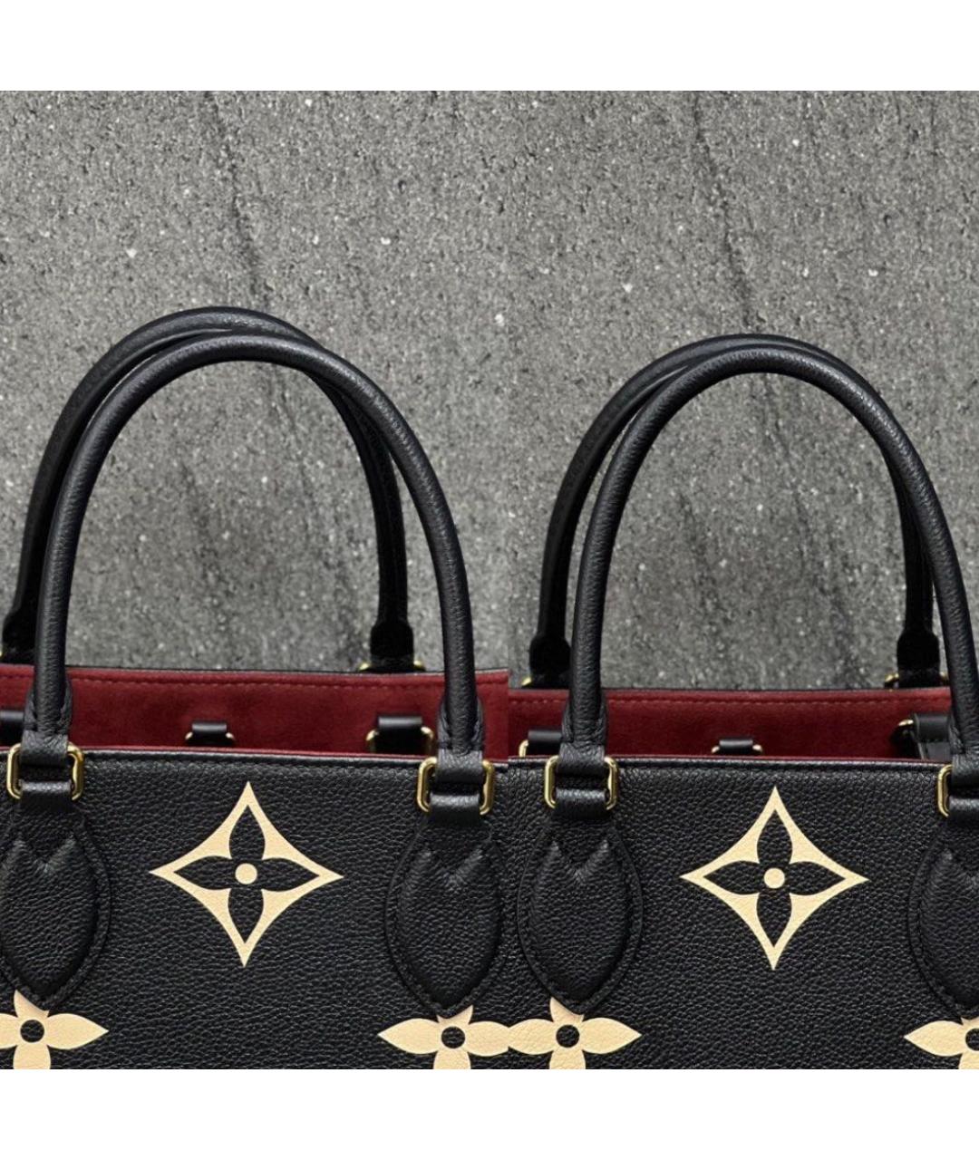 LOUIS VUITTON Черная кожаная сумка тоут, фото 3