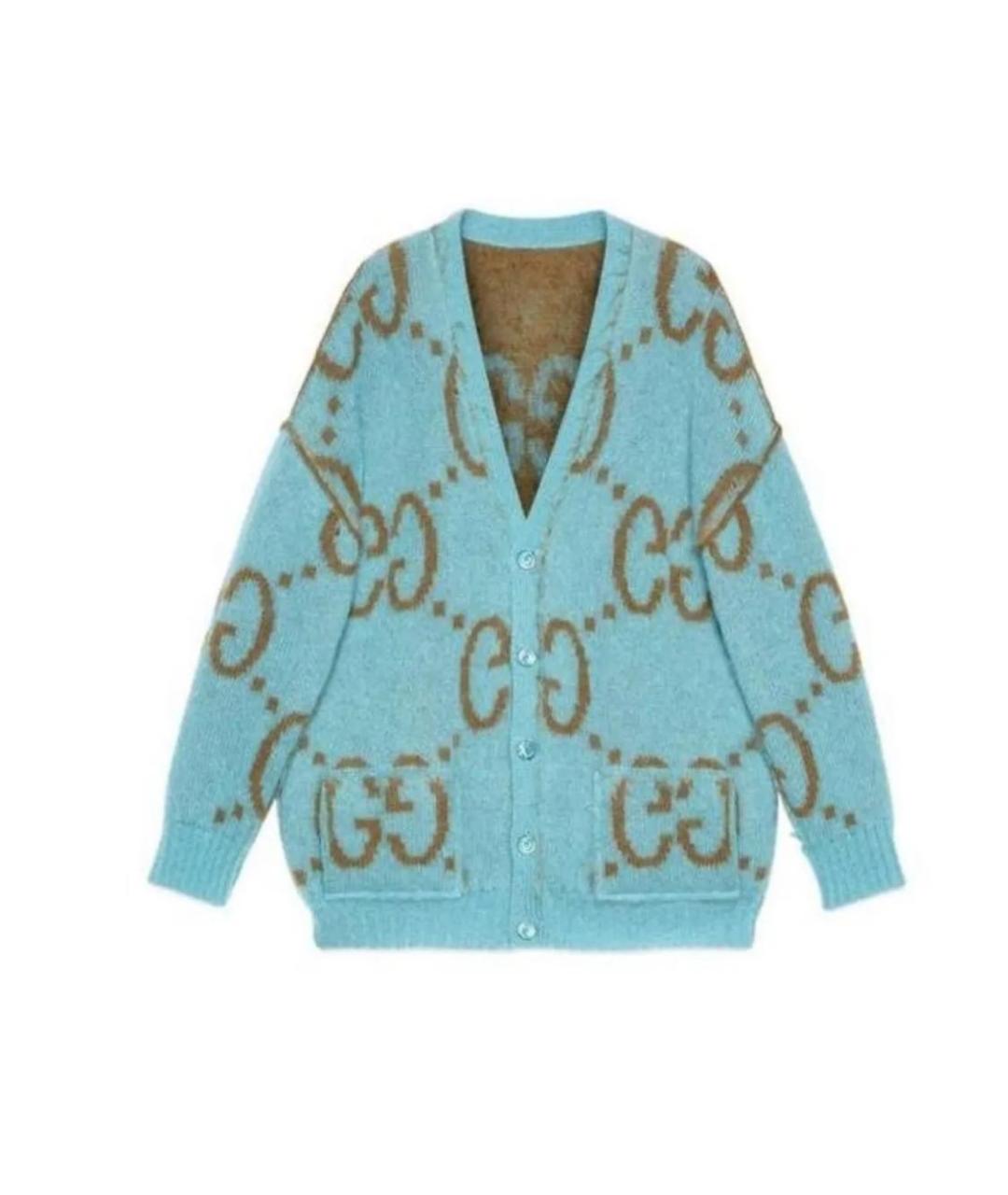 GUCCI Голубой шерстяной кардиган, фото 3