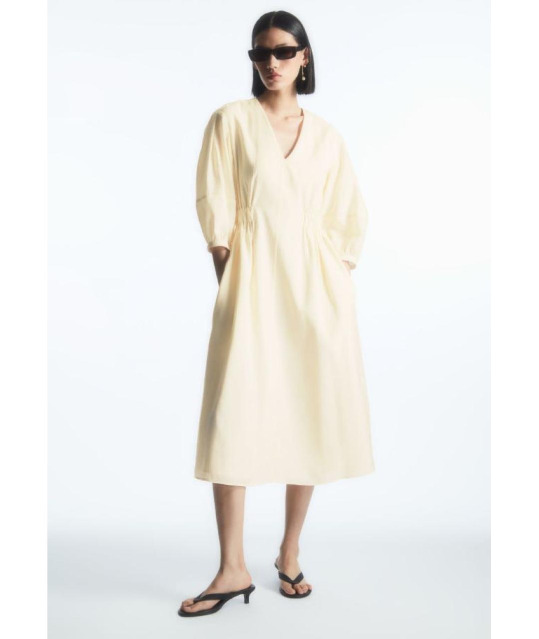COS Белое вискозное повседневное платье, фото 4