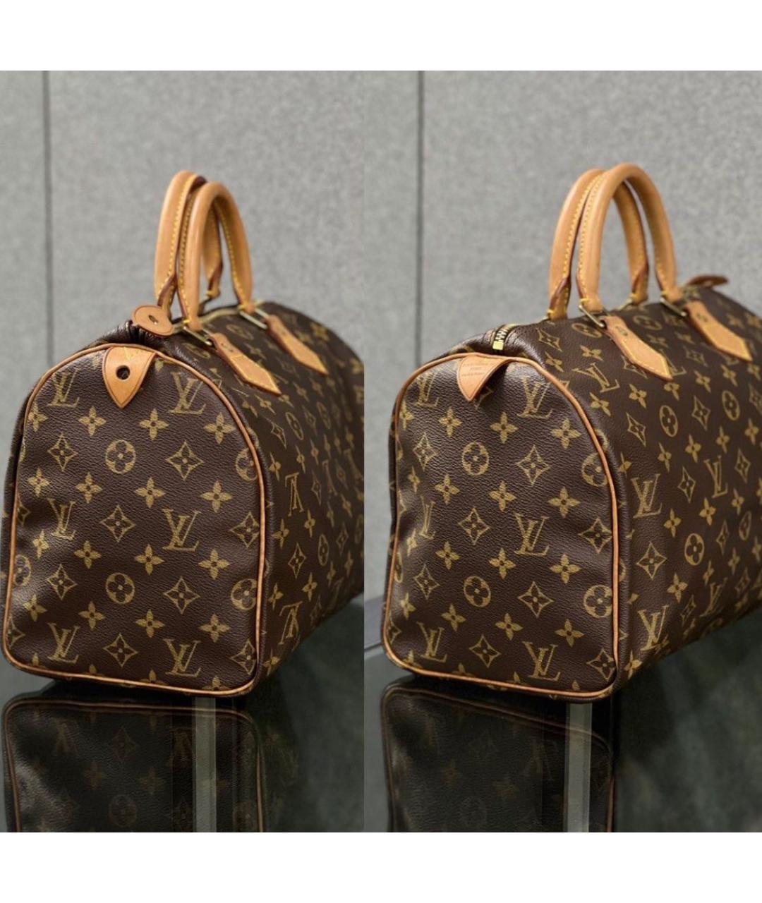 LOUIS VUITTON Коричневая кожаная сумка с короткими ручками, фото 2